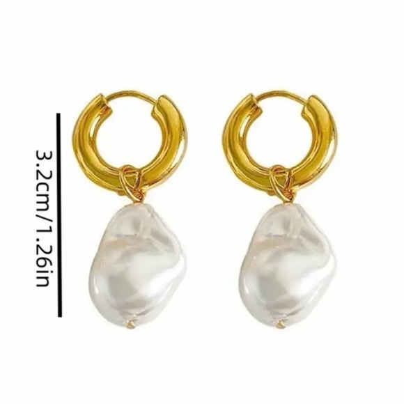 ✨Anthropologie Alta Gold Pearl Drop Earrings - Picture 4 of 6